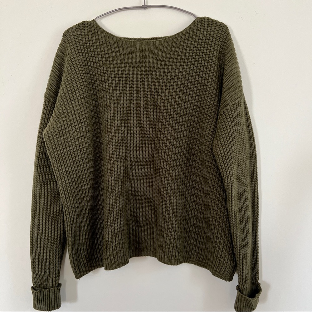 ANA Olive Green Oversized Chunky Knit Sweater